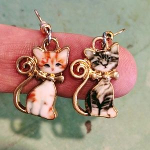 Tabby Cat Earrings Kitten Jewelry